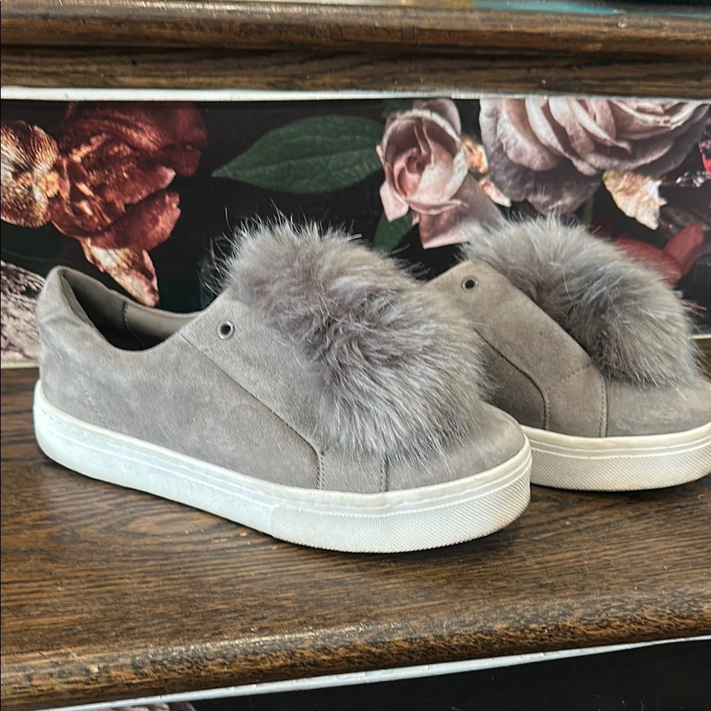 Sam Edelman Gray Faux Fur Women's Slide on Sneakers